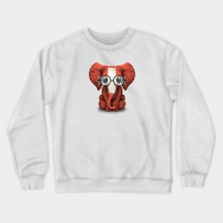 Baby Elephant with Glasses and Swiss Flag Crewneck Sweatshirt